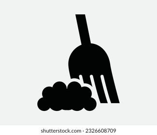 Sweeping Icon. Sweep Broom Clean Cleaner Sweeper Brush Dust Dirt Broomstick Stick Dirty. Black White Graphic Clipart Artwork Symbol Sign Vector EPS