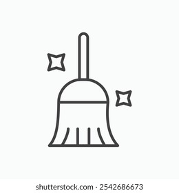 Sweeping icon in thin black lines