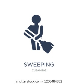 Sweeping icon. Trendy flat vector Sweeping icon on white background from Cleaning collection, vector illustration can be use for web and mobile, eps10