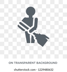 Sweeping icon. Trendy flat vector Sweeping icon on transparent background from Cleaning collection. 