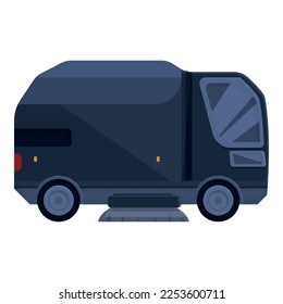 Kehrmaschine Symbol-Cartoon-Vektorgrafik. Straßenkraftwagen. Reinigungsfahrzeug