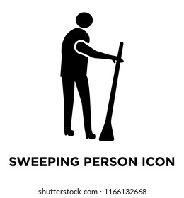 Sweeping person icon vector isolated on white background, Sweeping person transparent sign