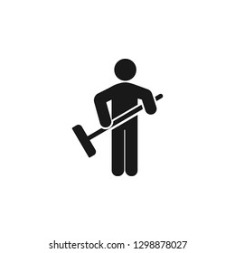 Sweeping person icon vector isolated on white background, Sweeping person transparent sign. Clean, cleaner, cleaning, sweeper, sweeping, sweeping person