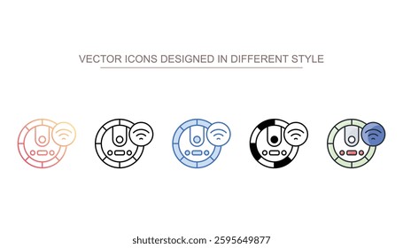 Sweeping Robot icon design with white background stock illustration