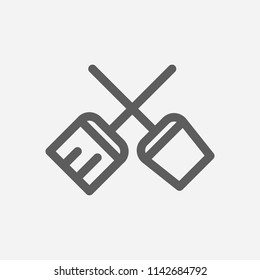 Sweeping tool icon line symbol. Isolated vector illustration of  icon sign concept for your web site mobile app logo UI design.