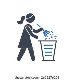 Sweeping Trash Icon On White Background