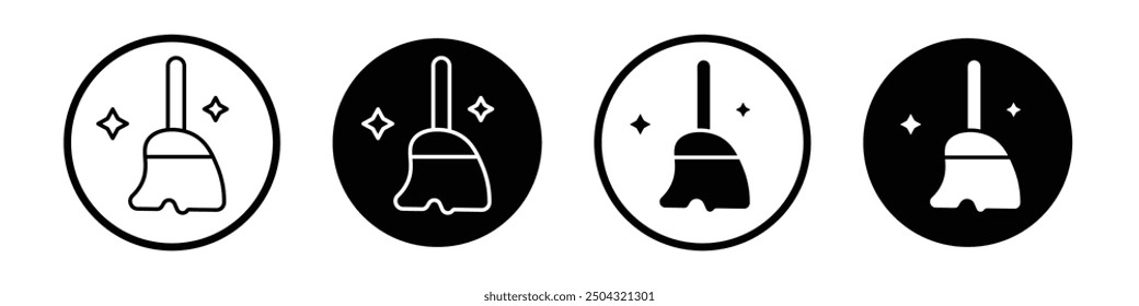Sweeping Vektorsymbol-Set schwarz gefüllt und umrissen Stil.