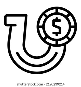 Sweepstake horseshoe icon outline vector. Draw lottery. Box winner