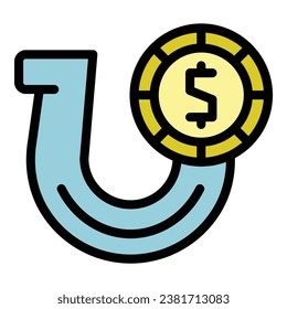 Sweepstake horseshoe icon outline vector. Draw lottery. Box winner color flat