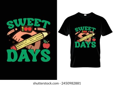 Sweet 100 Days back to school t shirt design, vector illustration