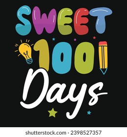 Sweet 100 days Elementary school teaching tshirt design