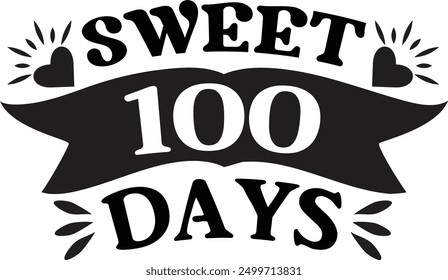 sweet 100 days t-shirt design. school t-shirt design.