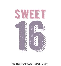 Sweet 16 Happy Birthday T-Shirt Design For Girls.