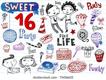 Sweet 16 Party, Doodle Set