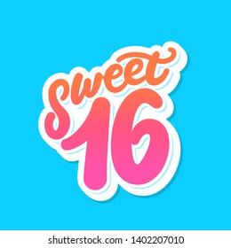 Sweet 16. Vector Lettering Invitation.