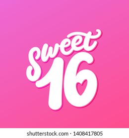 Sweet 16. Vector lettering invitation.