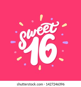 Sweet 16. Vector lettering invitation.