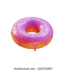 Sweet 3D donut isolated on white background vector illustration 3D rendering