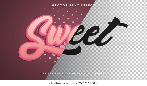 Doce 3d editável efeito de texto Modelo adequado para produtos doces alimentos com fundo transparente