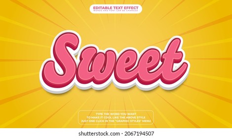 Sweet 3D Text Style Effect with Editable Text