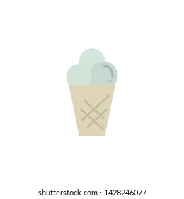Sweet ace cream in a cup in flat style isolated on a white background