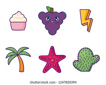 sweet and adorable kawaii set characters
