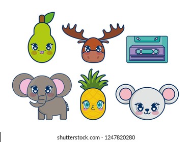 sweet and adorables kawaii set characters