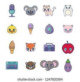 sweet and adorables kawaii set characters