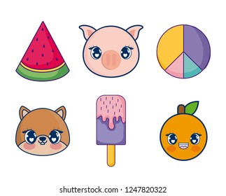 sweet and adorables kawaii set characters