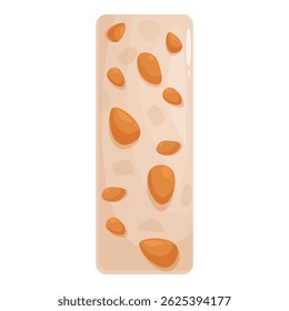 Sweet almond nougat bar covered with a layer of white chocolate, a delicious treat for all ages
