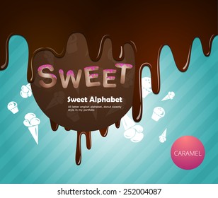 Sweet alphabet with chocolate and caramel cream