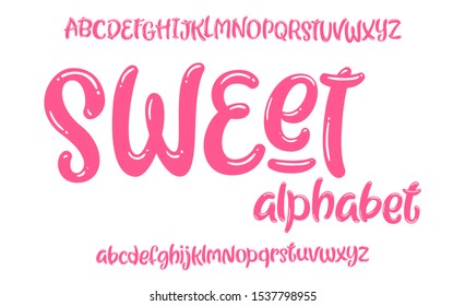 Sweet Alphabet. Pink Letters. Pink Candy Font.