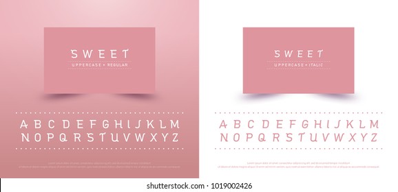 sweet alphabet uppercase font. Typography classic style pink color font collection set for logo, Name card, Poster, Invitation. vector illustrator