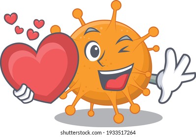 A sweet anaplasma cartoon character style holding a big heart