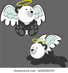 sweet angel panda bear cherub cartoon pack collection in vector art