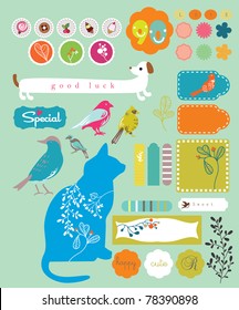 sweet animals and lovely tags sticker set for scrapbooking