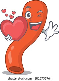 A sweet appendix cartoon character style holding a big heart