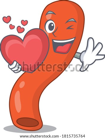 A sweet appendix cartoon character style holding a big heart