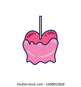 sweet apple with caramel icon vector illustration design