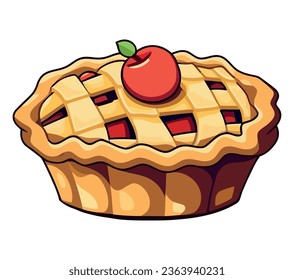 A sweet apple pie illustration over white