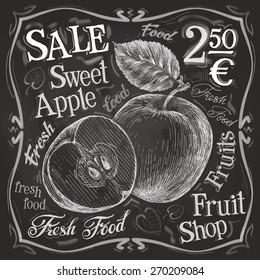 sweet apple vector logo design template.  fresh fruit, food or menu board icon.