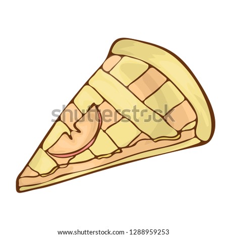 Sweet applepie dessert vector icon cartoon handdrawnn illustration.