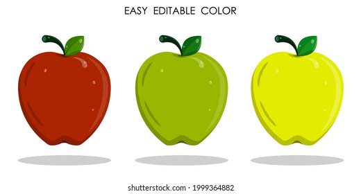 Sweet apples for breakfast for schoolboy. Collecting autumn harvest of fruits. Color vector in cartoon style