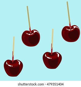 Sweet apples on blue