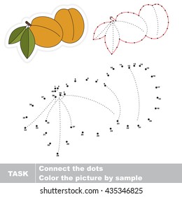 Sweet Apricot in vector to be traced by numbers. Easy educational kid game. Simple level of difficulty. Education and gaming for kids. Vector visual game for children.