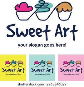Logotipo de concepto de ilustración de vector de arte dulce