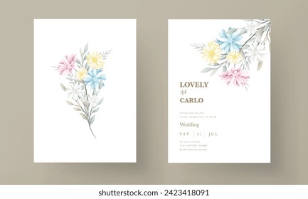 carta de invitación a la boda con flores de pascua dulce con colores pastel