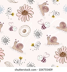 Sweet babies doodle hand draw seamless pattern.