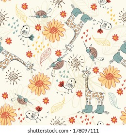 Sweet babies doodle seamless pattern. Babies background.