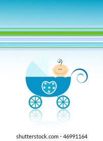 sweet baby boy, blue announcement card